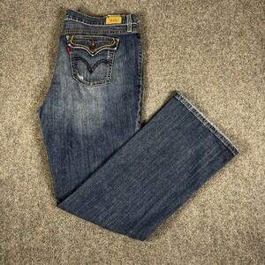 Levi's 515 Bootcut Jeans Size 16 Blue Distressed Denim Womens Y2K